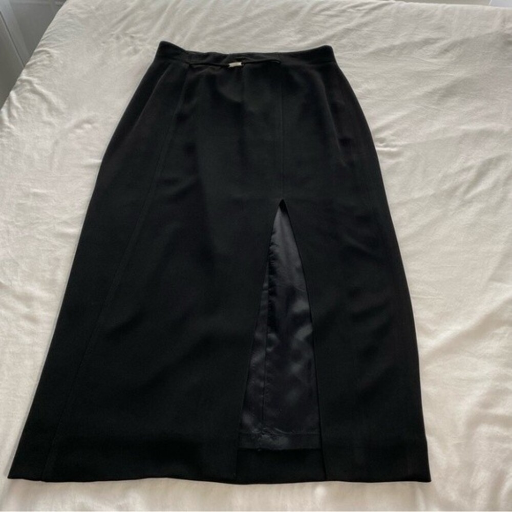 Dana Buchman Maxi Front Slit Black Pencil Skirt Luxurious Fabric Size 14